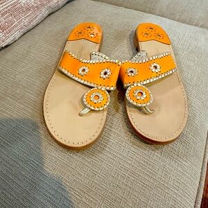 Jack Rogers rare orange leather with heel design.